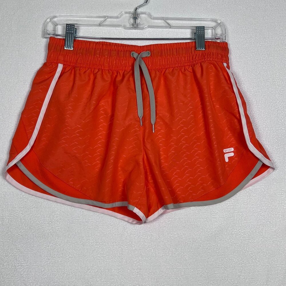 FILA Sport Running Shorts Size XS Orange White Lined Performance